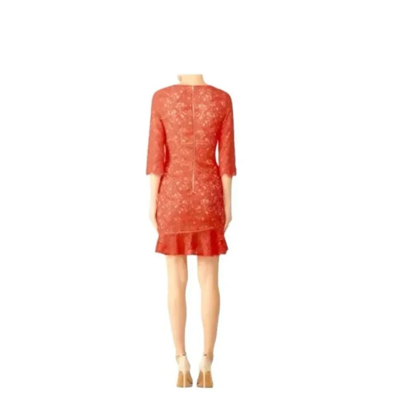 Stylestalker Ari Coral Lace Dress Mini Sheath V-neck 3/4 sleeves L RTR - Picture 2 of 10